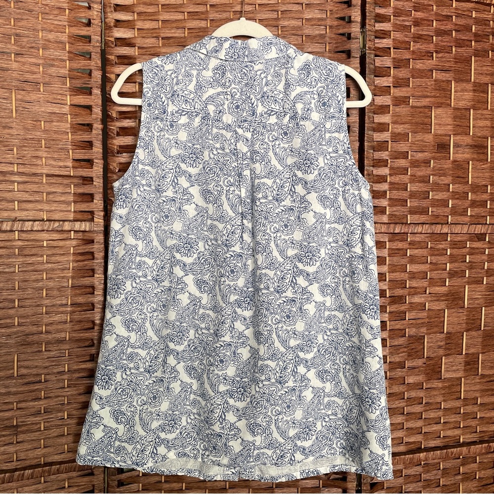 Dana Buchman Sleeveless Button-Down Linen Blend Top Coastal Grandmacore Size L. - Picture 5 of 6